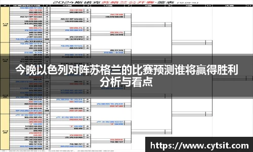 今晚以色列对阵苏格兰的比赛预测谁将赢得胜利分析与看点